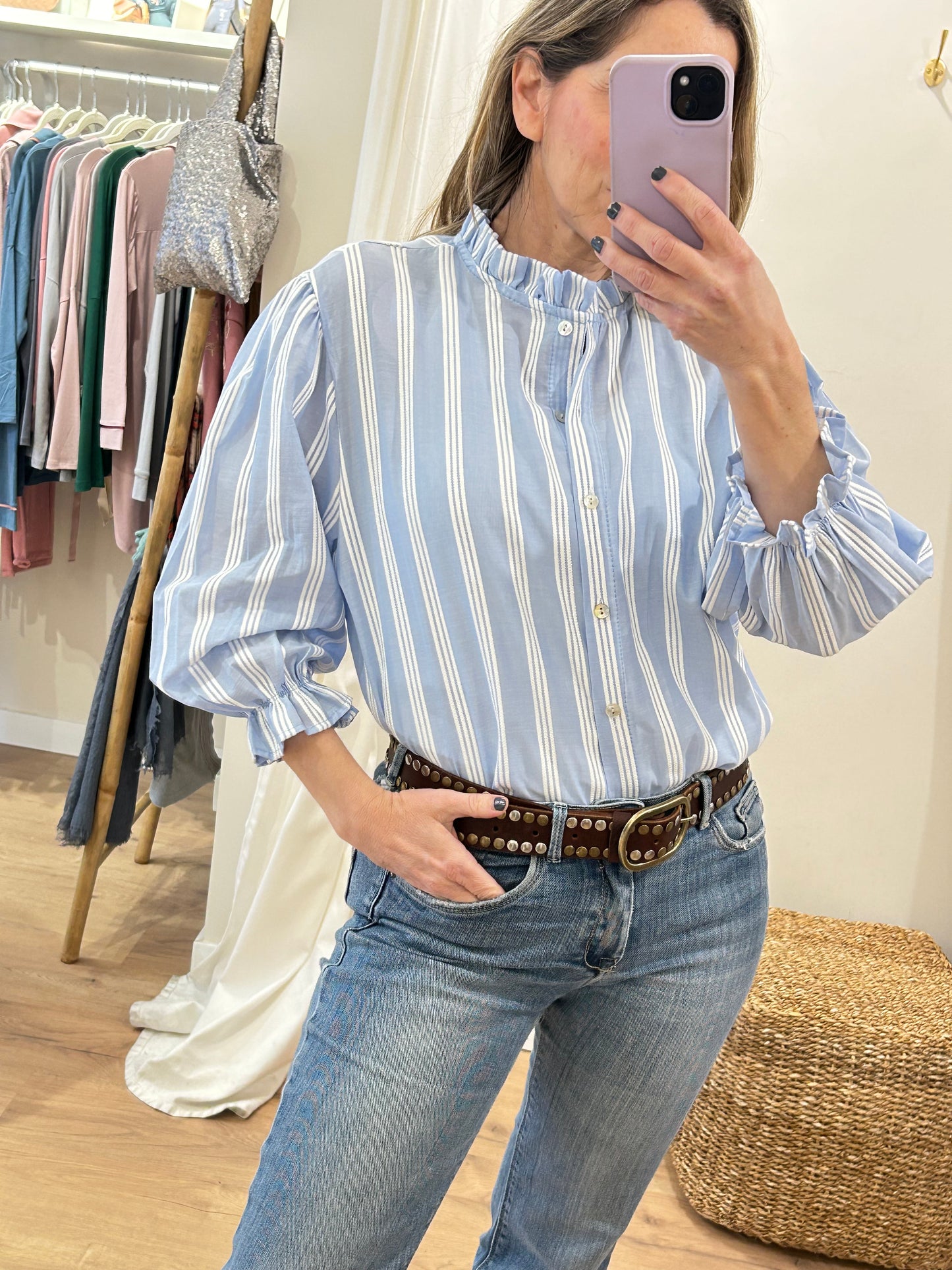 Camisa Adriana Azul con rayas