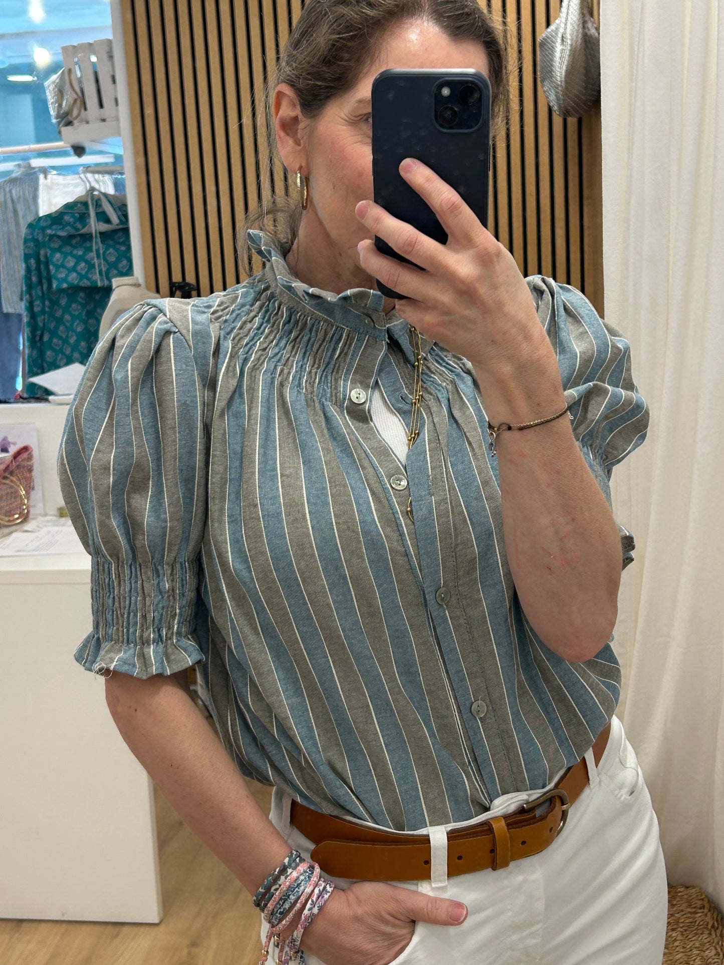Camisa Carmela - Azulete & Gris