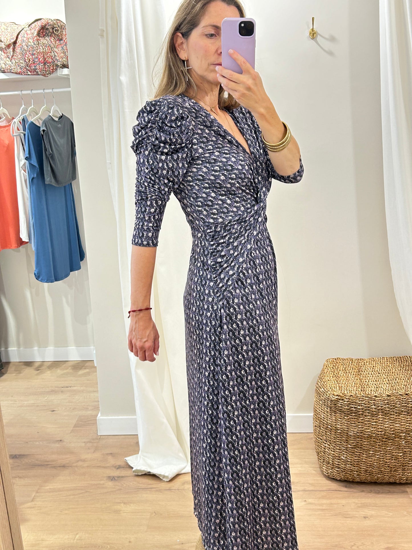 Vestido Claude Cruzado Manga Larga drapeada