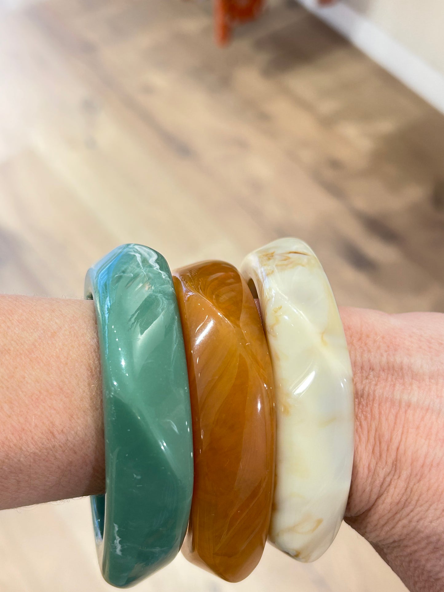 Pulsera cuadrada de Resina - Verde Agua