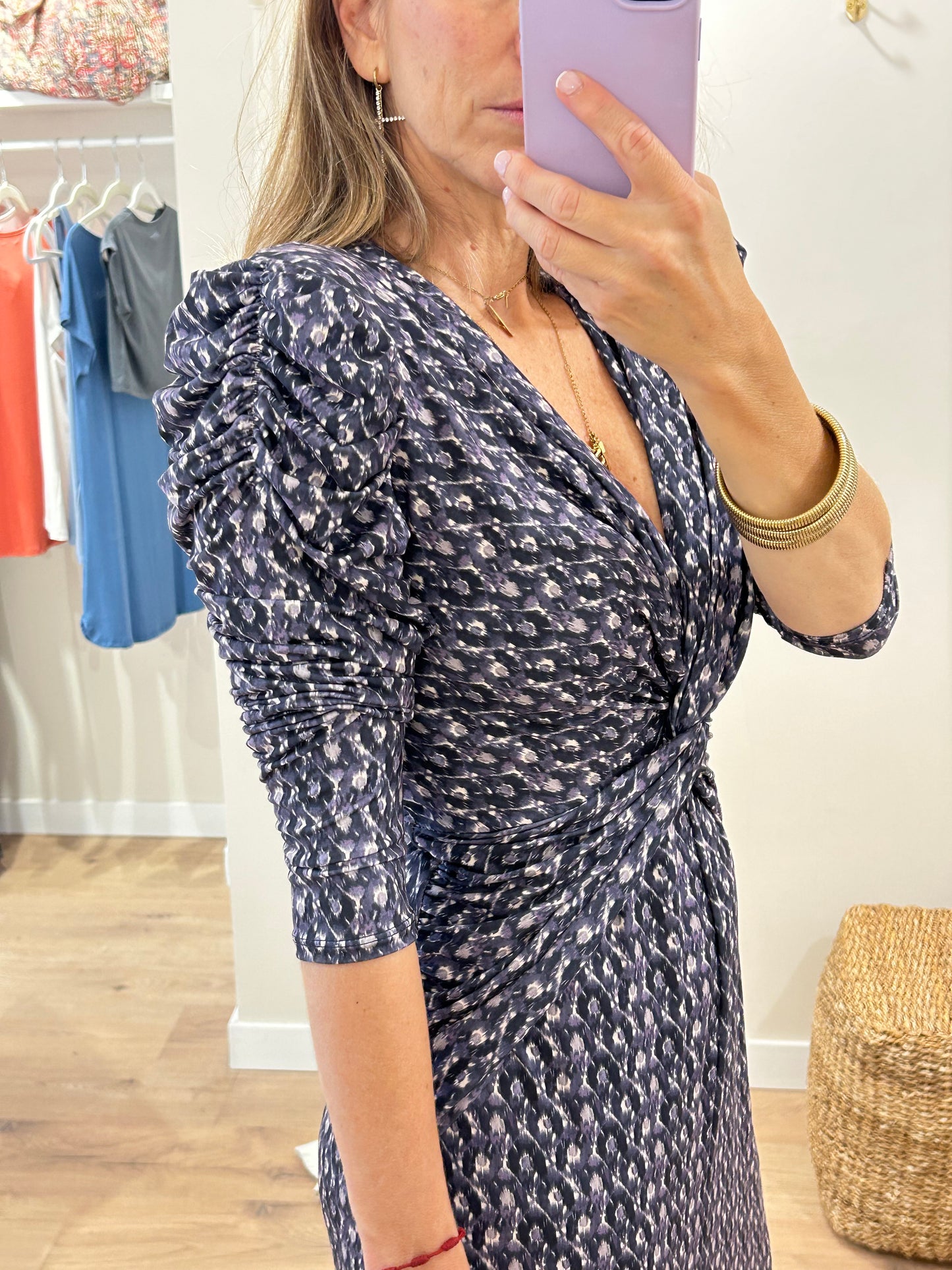 Vestido Claude Cruzado Manga Larga drapeada