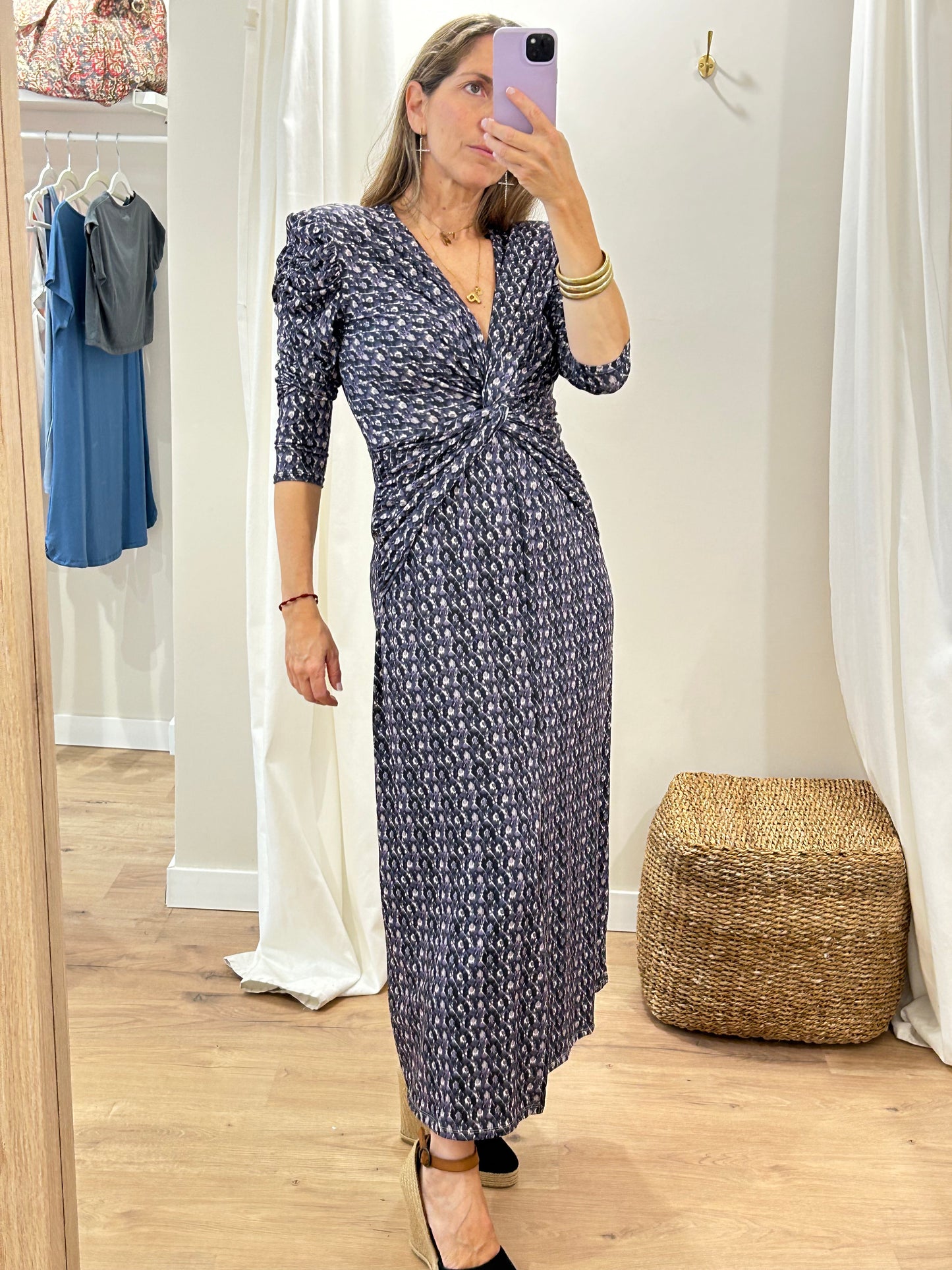 Vestido Claude Cruzado Manga Larga drapeada