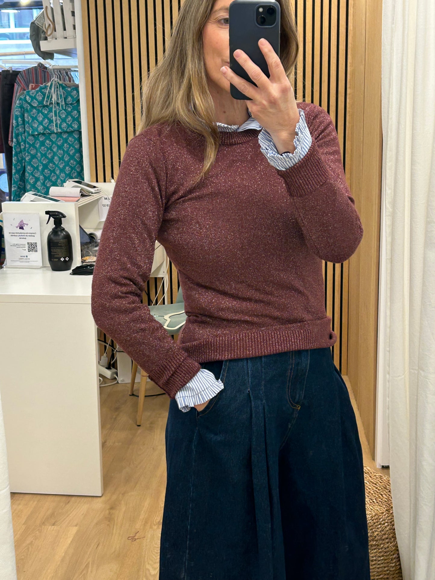 Jersey Lúrex - Burdeos