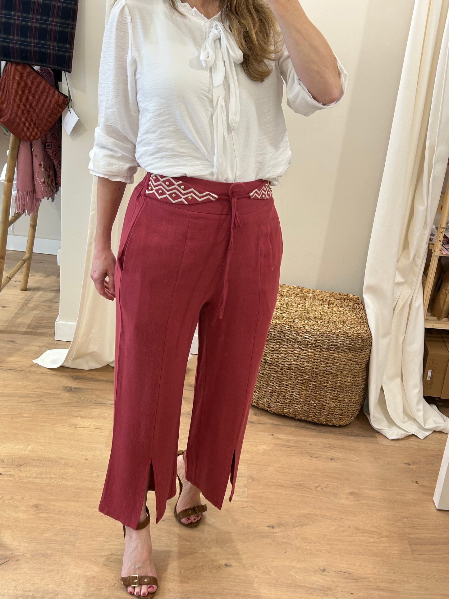 Pantalones Fajín Meisïe - Cherry