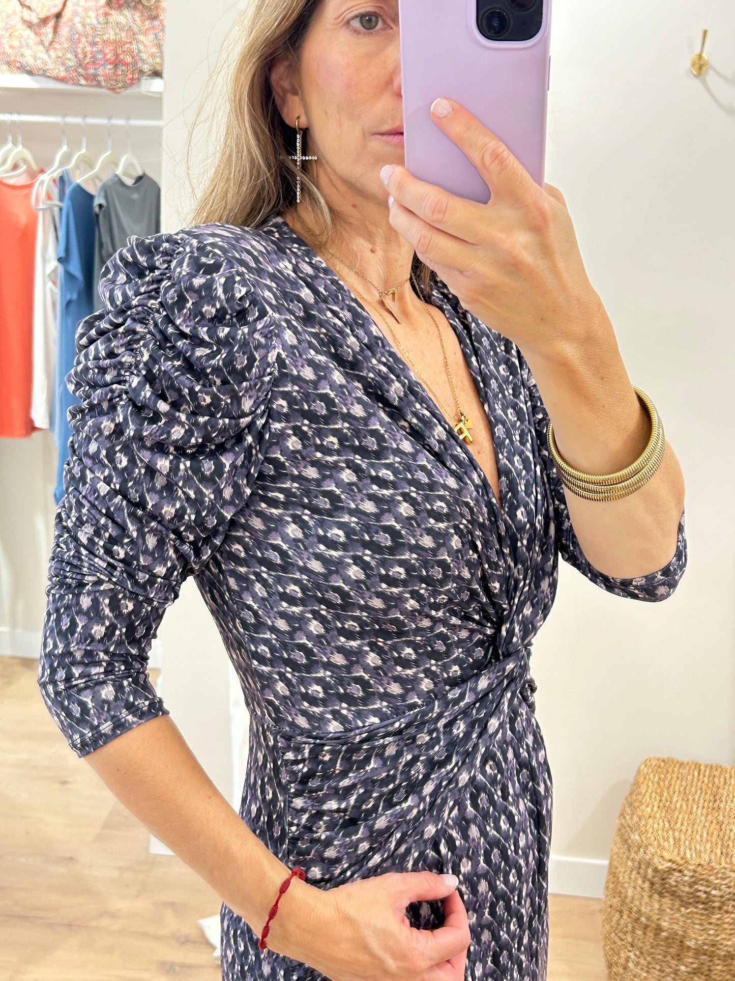 Vestido Claude Cruzado Manga Larga drapeada