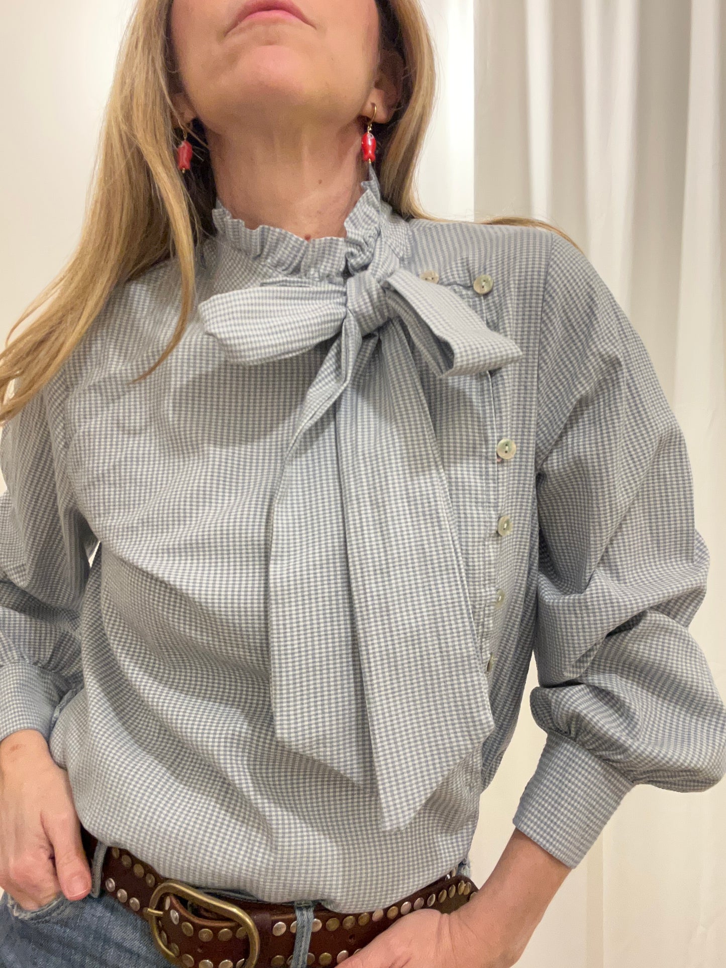 Camisa Lazada Vichy pequeño Gris