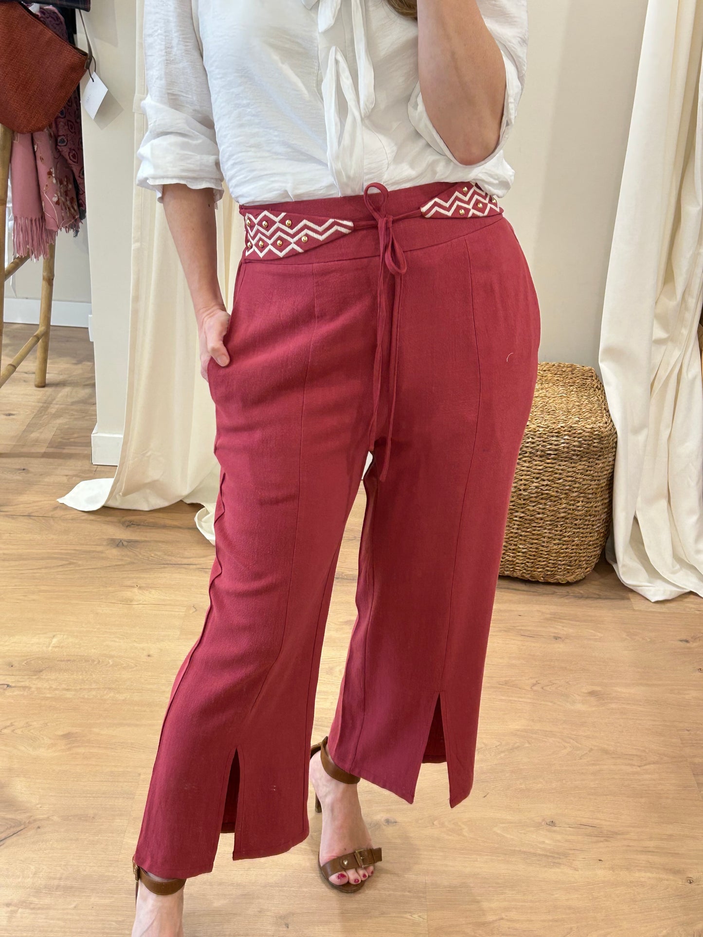 Pantalones Fajín Meisïe - Cherry