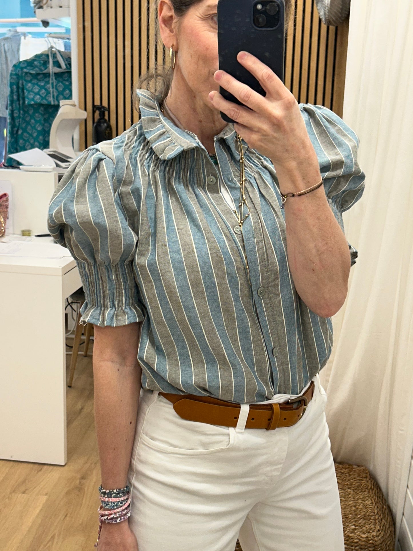 Camisa Carmela - Azulete & Gris