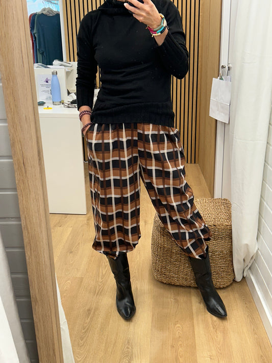 Pantalones Bombacho Cuadros - Tonos Marrones