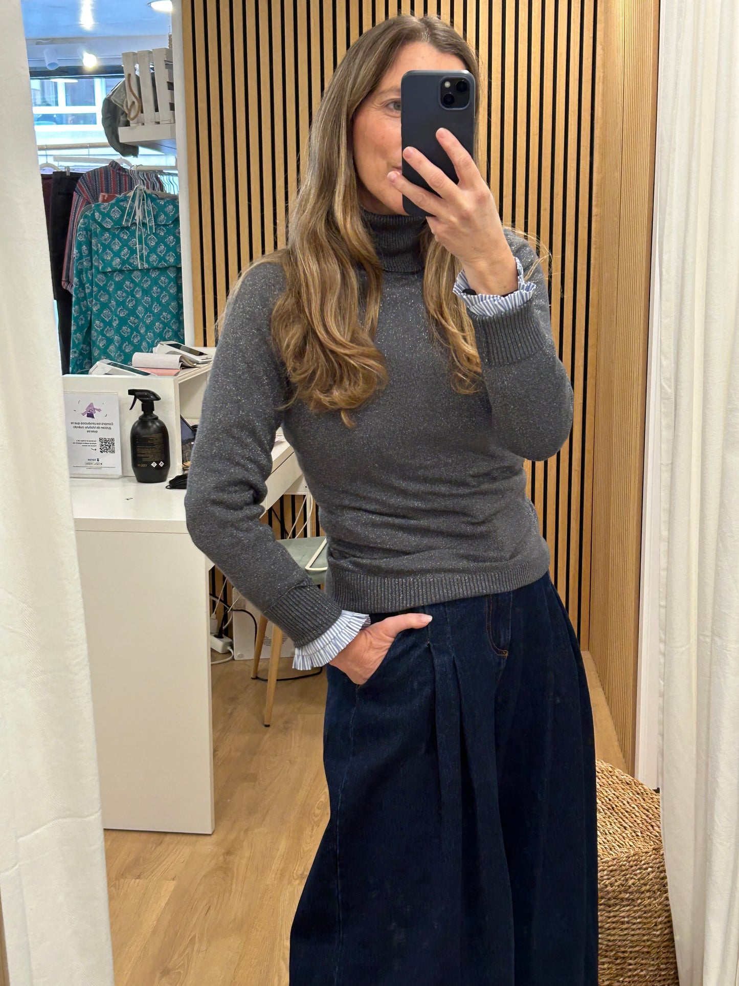 Jersey Lúrex Cuello Cisne - Gris