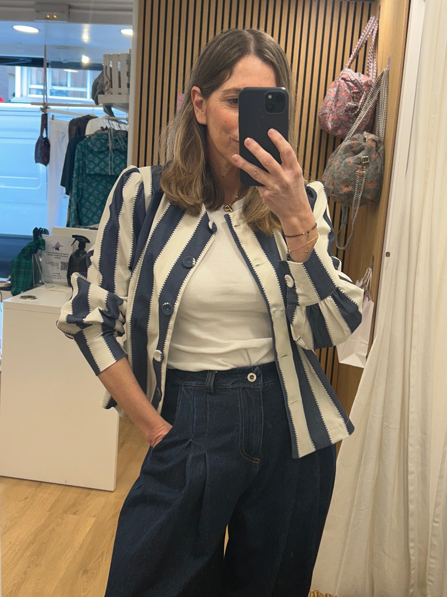 Camisa/Chaqueta Fiona - Azul & Blanco