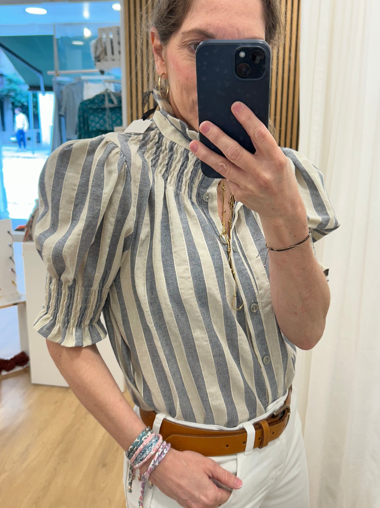 Camisa Carmela - Gris azulado & Crudo
