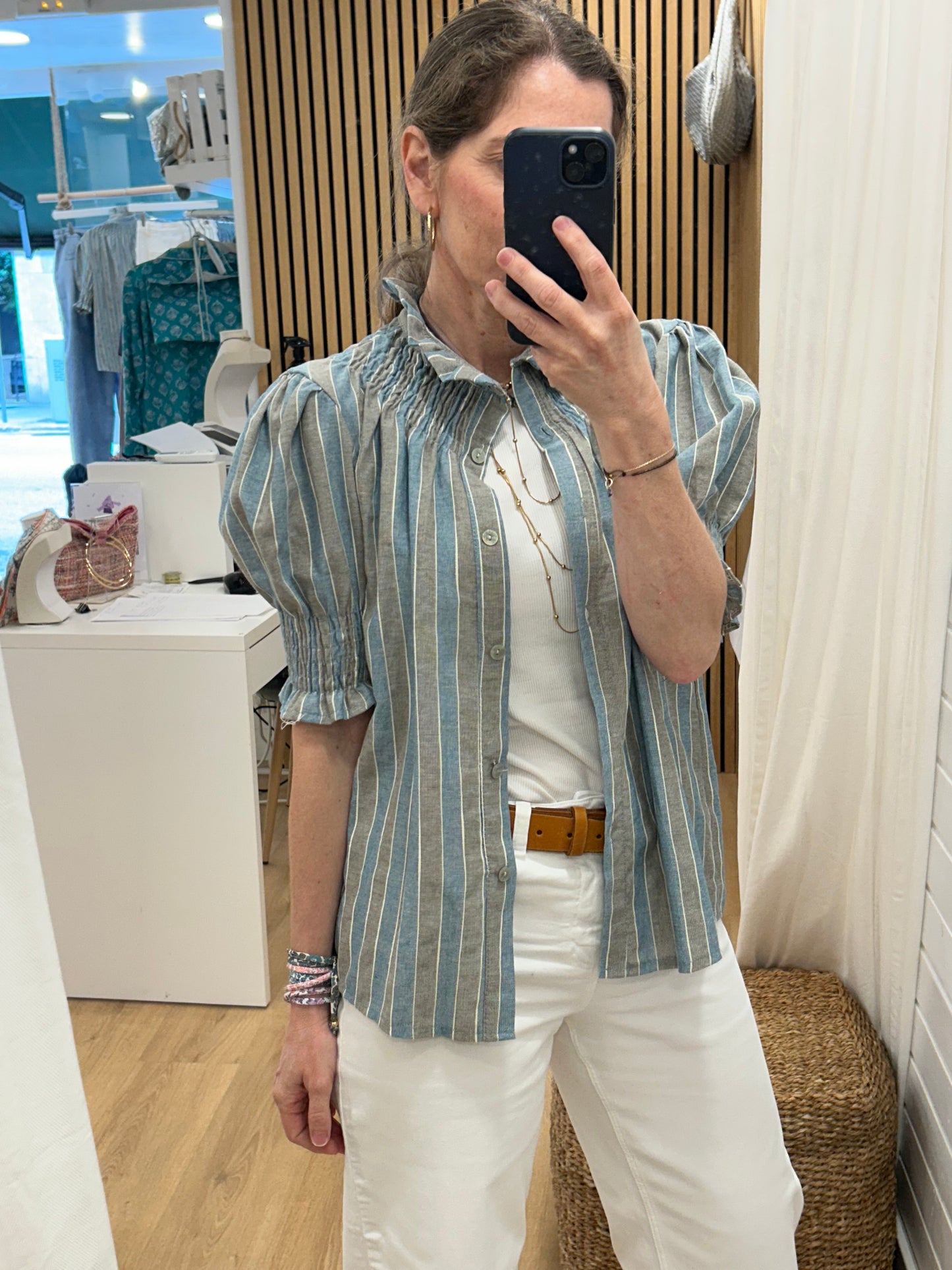 Camisa Carmela - Azulete & Gris
