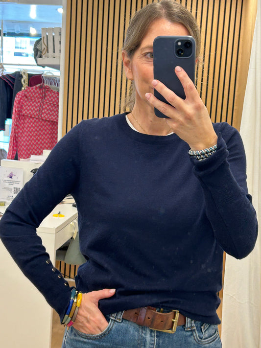 Jersey Básico Botones - Marino