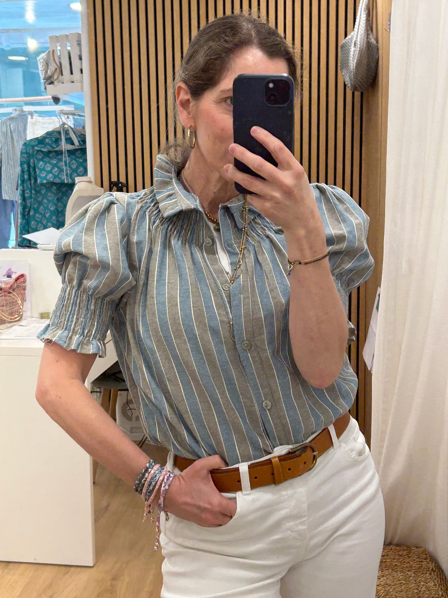 Camisa Carmela - Azulete & Gris