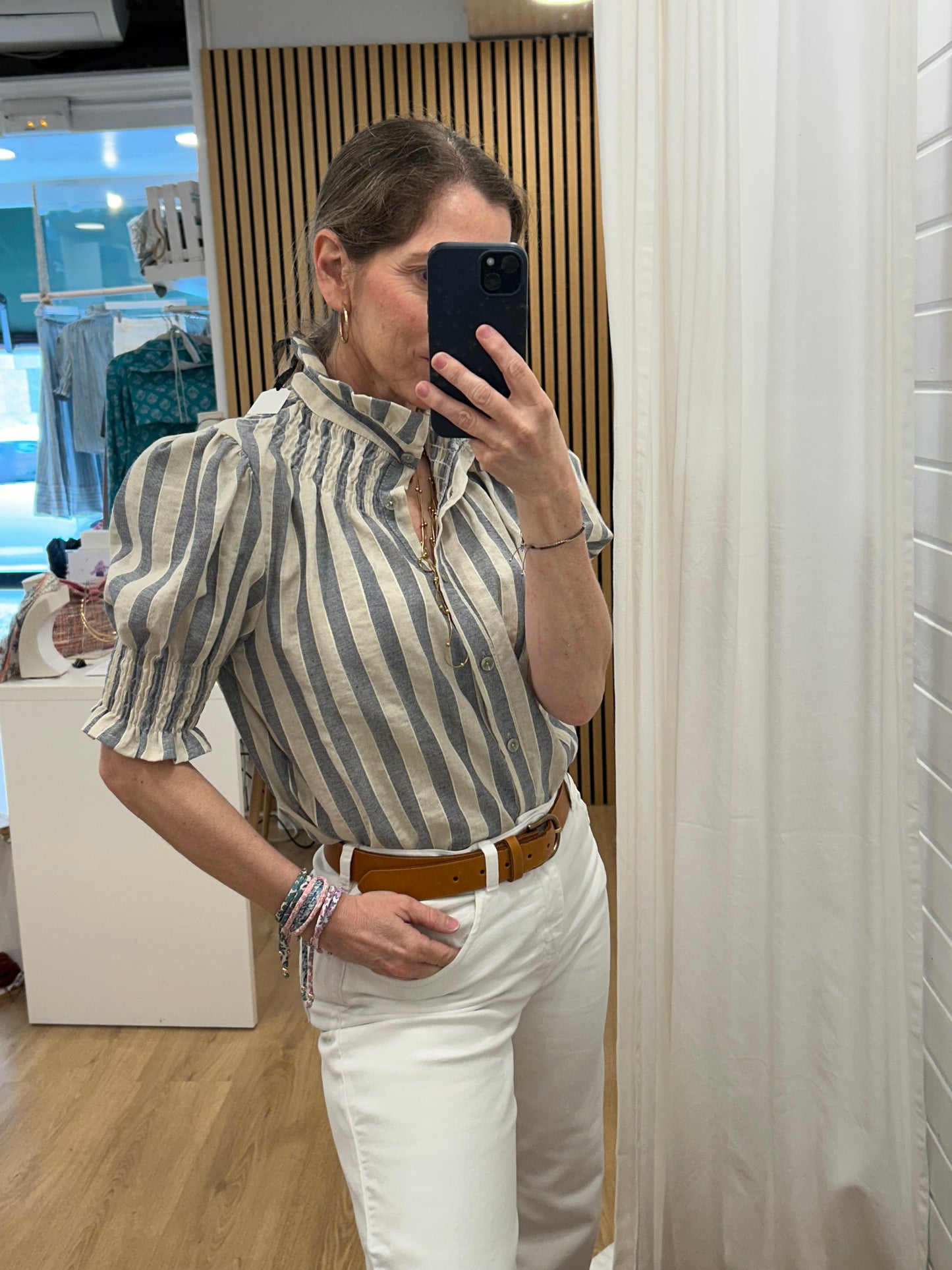Camisa Carmela - Gris azulado & Crudo