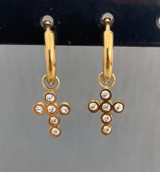 Pendientes Cruz Brilli Redondita