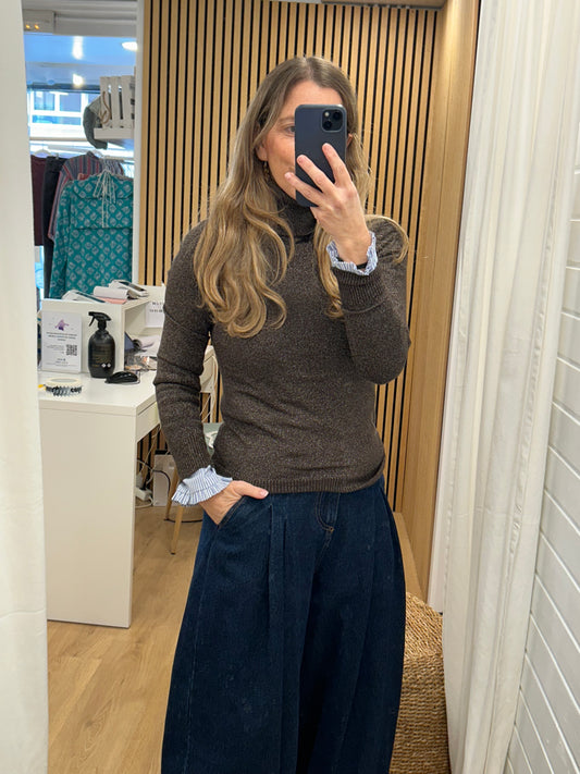 Jersey Lúrex Cuello Cisne - Chocolate