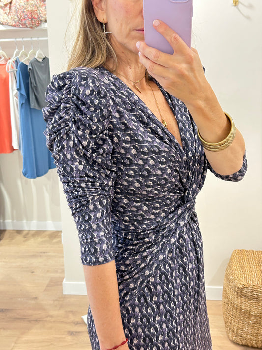 Vestido Claude Cruzado Manga Larga drapeada