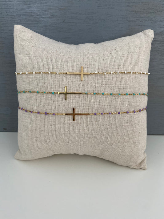 Collar Cruz Tumbada (Varios Colores)