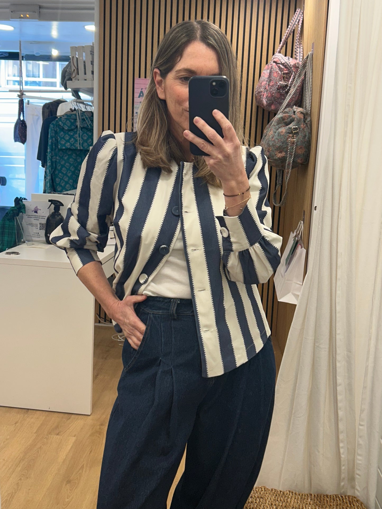 Camisa/Chaqueta Fiona - Azul & Blanco