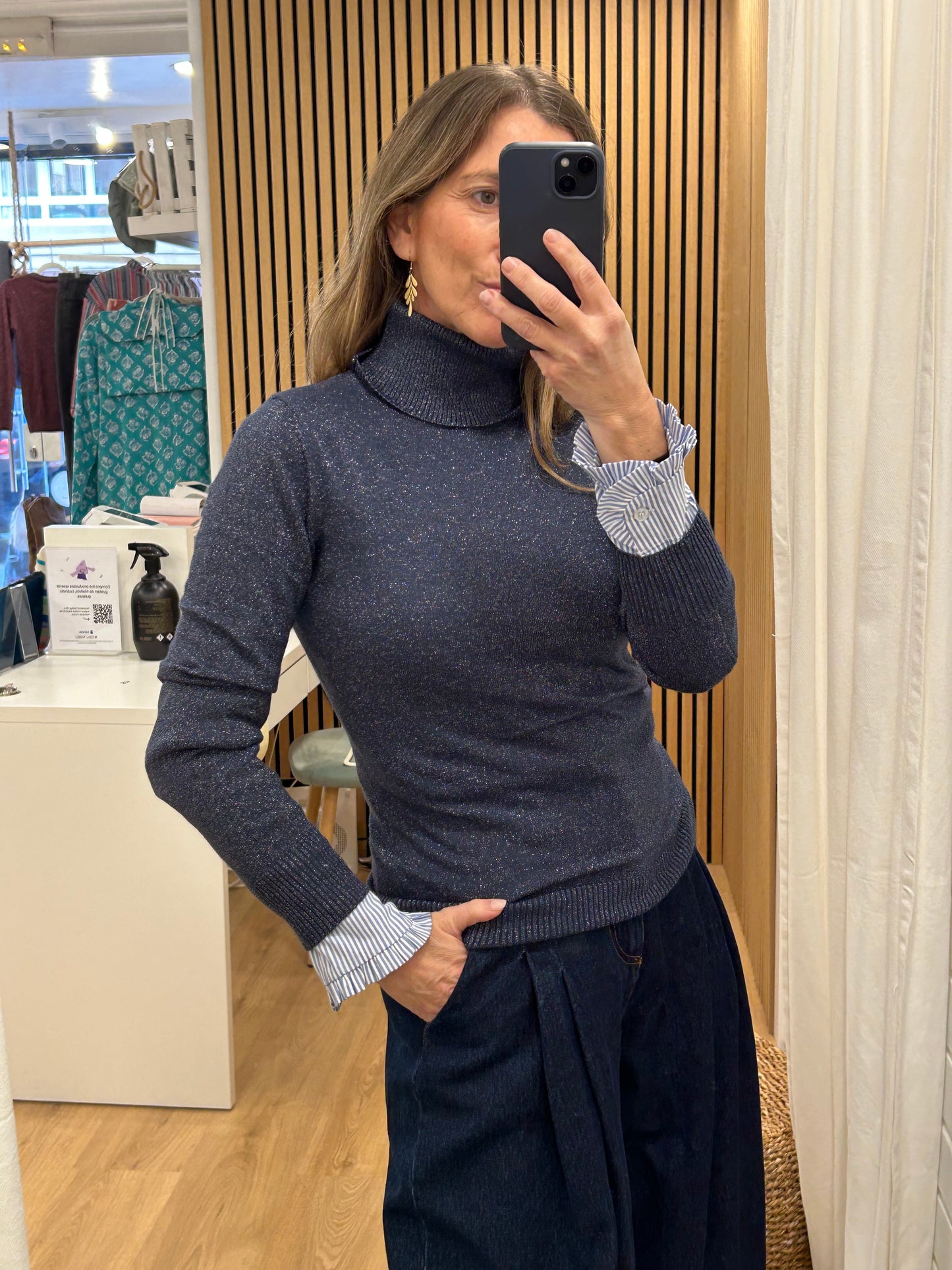 Jersey Lúrex Cuello Cisne - Azul