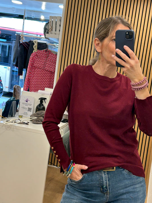 Jersey Básico Botones - Burdeos