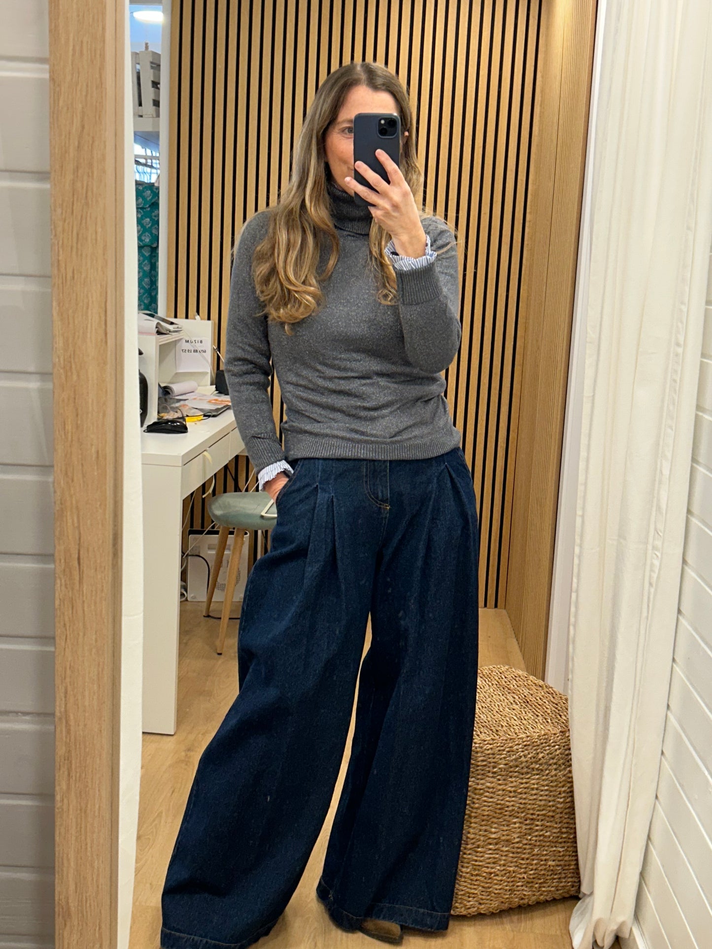 Jersey Lúrex Cuello Cisne - Gris