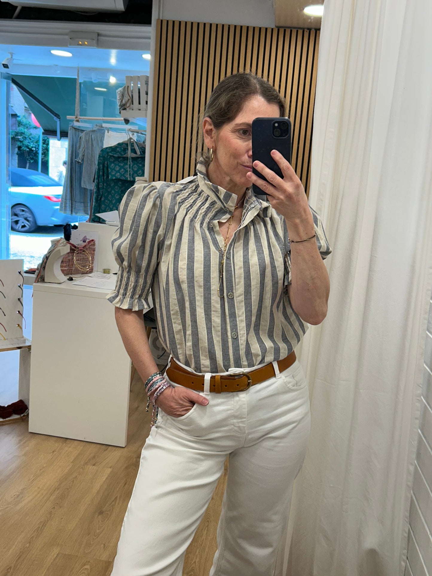 Camisa Carmela - Gris azulado & Crudo