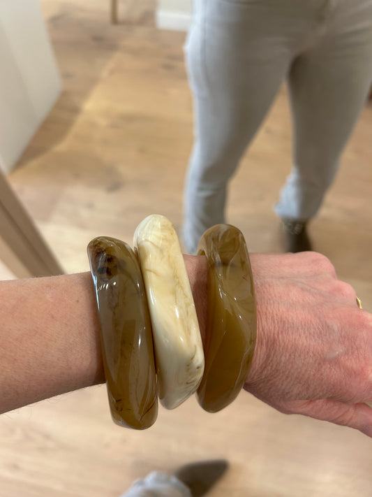 Pulsera cuadrada de Resina - Marfil