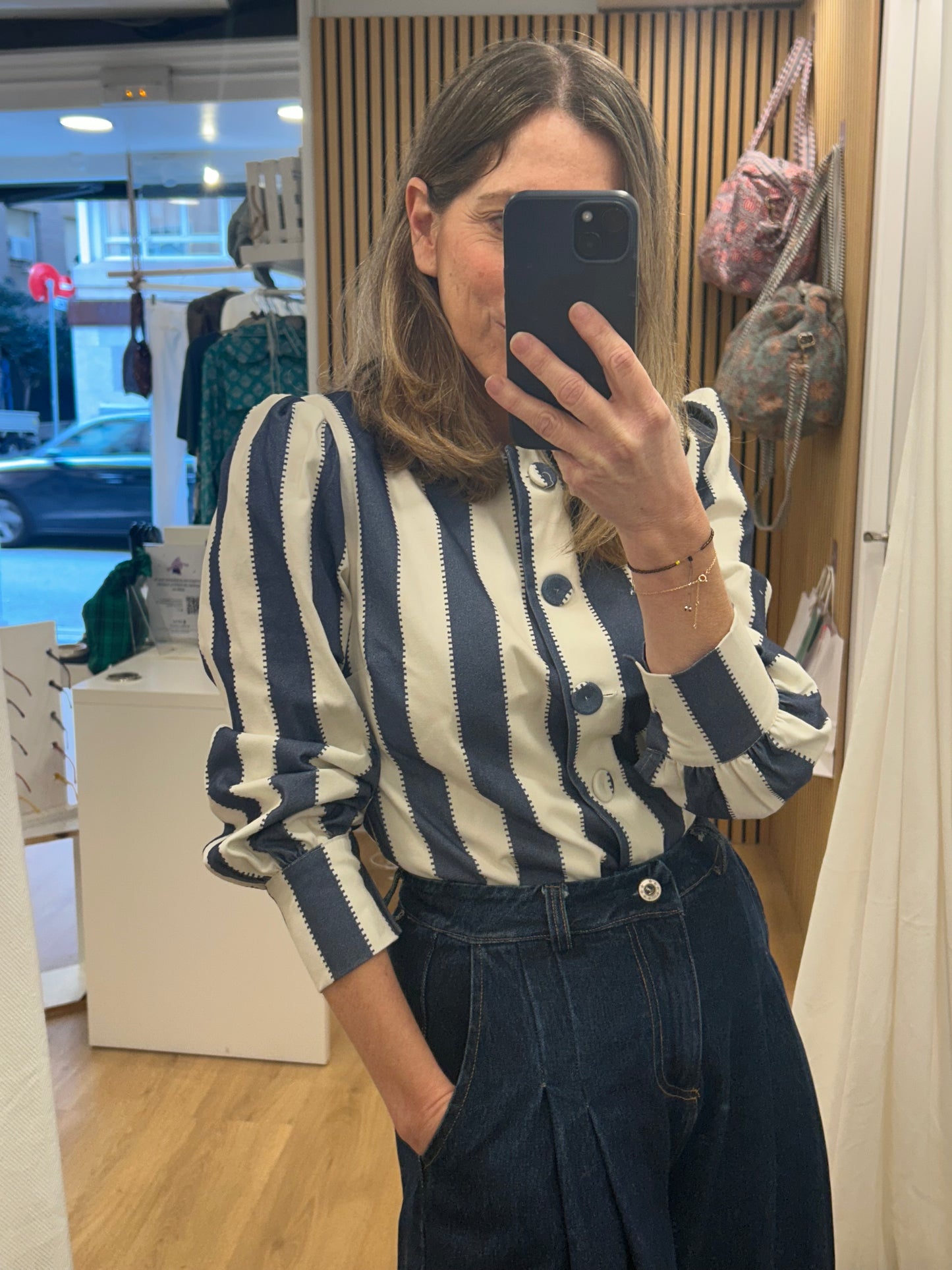 Camisa/Chaqueta Fiona - Azul & Blanco