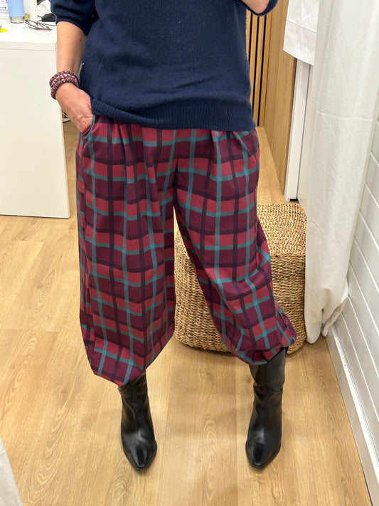 Pantalones Bombacho Cuadros - Tonos Burdeos
