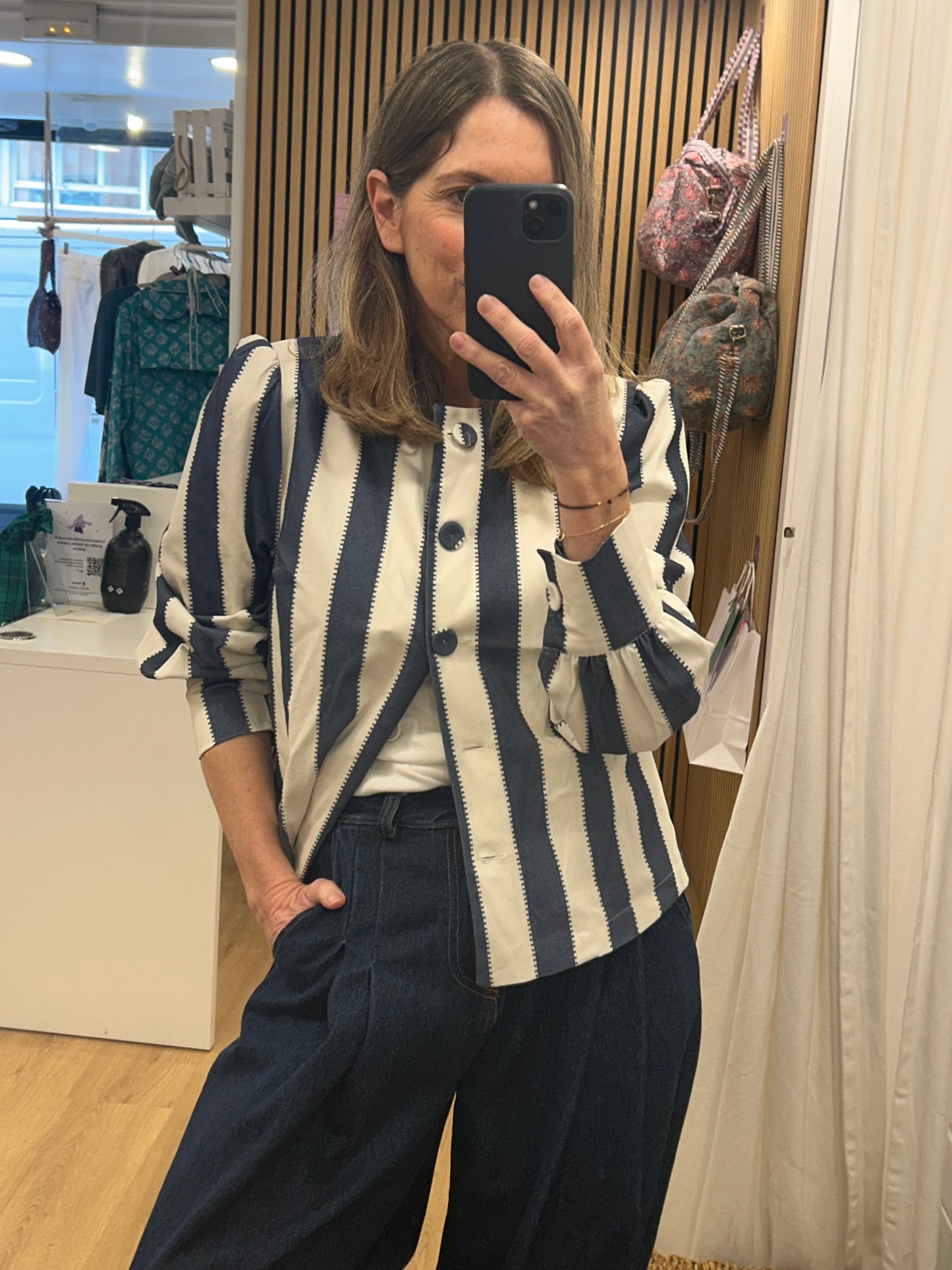 Camisa/Chaqueta Fiona - Azul & Blanco