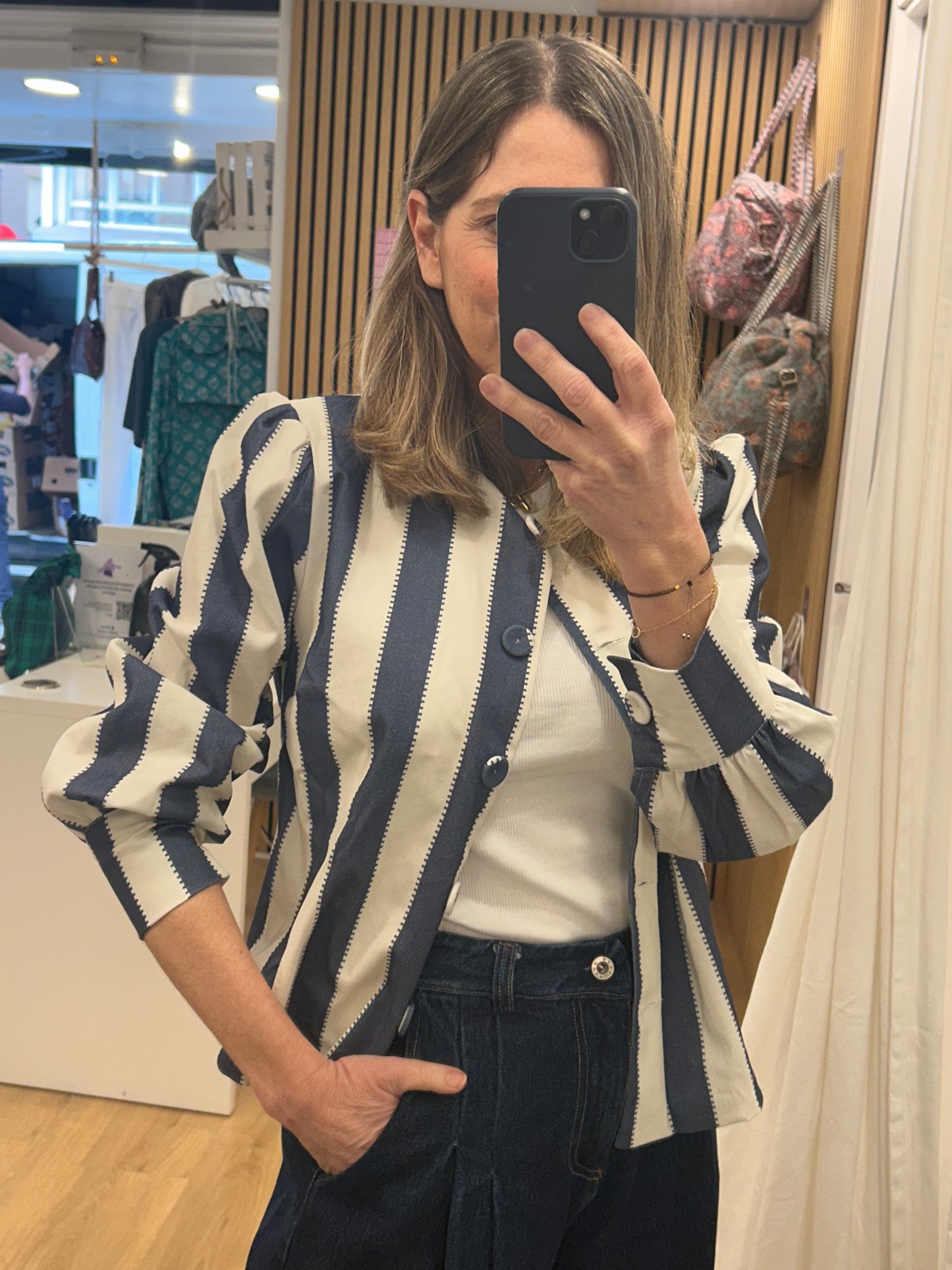 Camisa/Chaqueta Fiona - Azul & Blanco