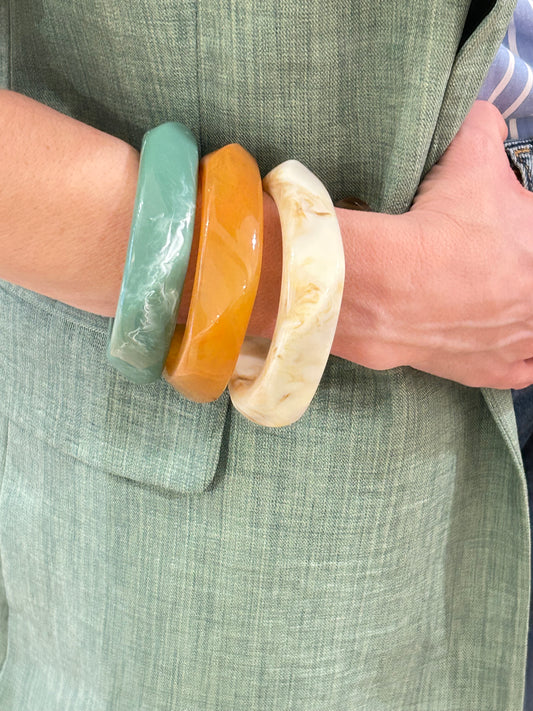Pulsera cuadrada de Resina - Verde Agua