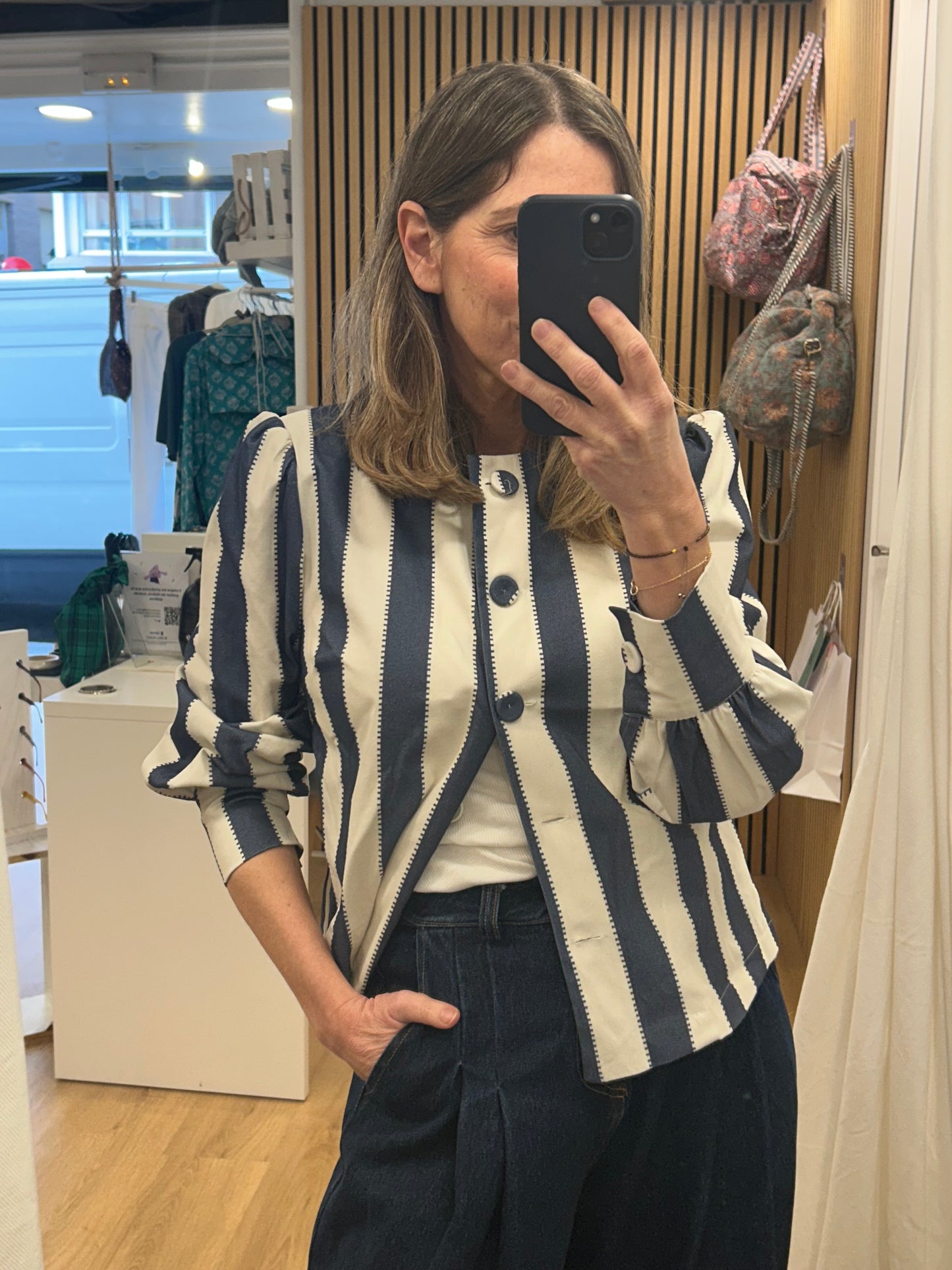 Camisa/Chaqueta Fiona - Azul & Blanco